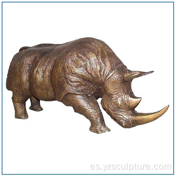 Metal Craft Life Size Jardín Bronce Rhinoceros Statue